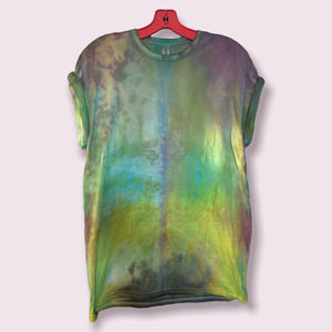 Distinctive Pink Football Tie Dye T Shirt Crew Neck Short Sleeve Size M